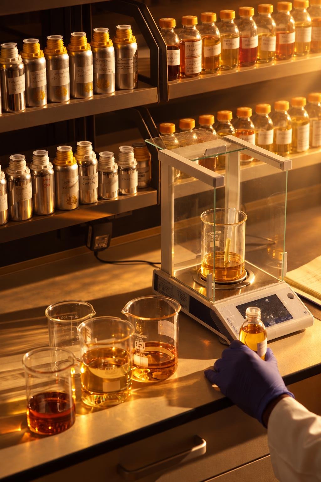 Perfumers developing in the laboratory